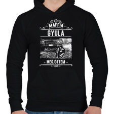 PRINTFASHION Maffia Gyula - Férfi kapucnis pulóver - Fekete férfi pulóver, kardigán