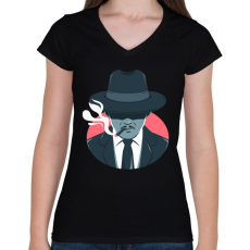 PRINTFASHION Maffia vezér - Női V-nyakú póló - Fekete