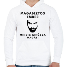 PRINTFASHION MAGABIZTOS EMBER - Férfi kapucnis pulóver - Fehér férfi pulóver, kardigán