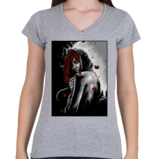 PRINTFASHION Magány - Női V-nyakú póló - Sport szürke