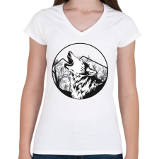 PRINTFASHION Magányos farkas - Női V-nyakú póló - Fehér női póló