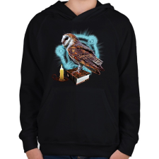 PRINTFASHION magic owl - Gyerek kapucnis pulóver - Fekete gyerek pulóver, kardigán