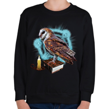 PRINTFASHION magic owl - Gyerek pulóver - Fekete gyerek pulóver, kardigán