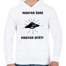 PRINTFASHION magyar égre magyar ufót - Férfi kapucnis pulóver - Fehér férfi pulóver, kardigán