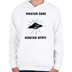 PRINTFASHION magyar égre magyar ufót - Gyerek kapucnis pulóver - Fehér