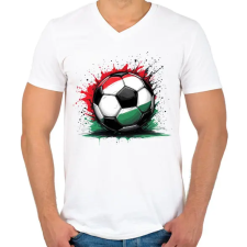 PRINTFASHION Magyar focilabda - Férfi V-nyakú póló - Fehér férfi póló