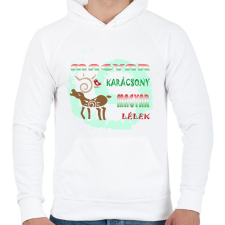 PRINTFASHION Magyar Karácsony - Férfi kapucnis pulóver - Fehér férfi pulóver, kardigán