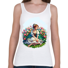 PRINTFASHION Magyar lány tulipánok közt - Női atléta - Fehér női trikó
