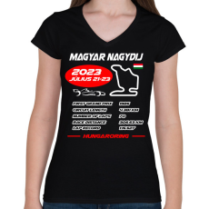 PRINTFASHION Magyar Nagydij 2023 - Női V-nyakú póló - Fekete