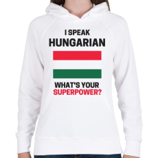 PRINTFASHION Magyar szupererő - Női kapucnis pulóver - Fehér