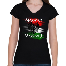 PRINTFASHION magyar vagyok minta - Női V-nyakú póló - Fekete