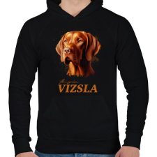 PRINTFASHION Magyar Vizsla - Férfi kapucnis pulóver - Fekete férfi pulóver, kardigán