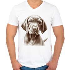 PRINTFASHION Magyar Vizsla - Férfi V-nyakú póló - Fehér férfi póló