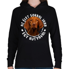 PRINTFASHION Magyar Vizsla - Női kapucnis pulóver - Fekete női pulóver, kardigán