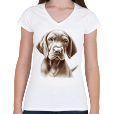PRINTFASHION Magyar Vizsla - Női V-nyakú póló - Fehér