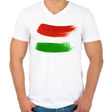 PRINTFASHION Magyar zászló - Férfi V-nyakú póló - Fehér férfi póló