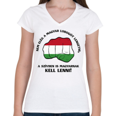 PRINTFASHION Magyarnak kell lenni! - Női V-nyakú póló - Fehér