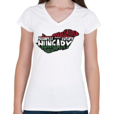 PRINTFASHION Magyarország szavak póló - Női V-nyakú póló - Fehér női póló