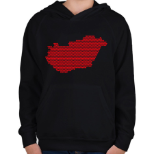 PRINTFASHION Magyarország szívekkel - Gyerek kapucnis pulóver - Fekete gyerek pulóver, kardigán