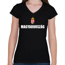 PRINTFASHION Magyarország szurkoló - Női V-nyakú póló - Fekete női póló