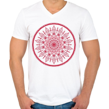 PRINTFASHION Magyaros mandala - Férfi V-nyakú póló - Fehér férfi póló