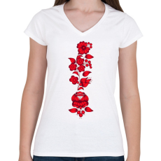 PRINTFASHION Magyaros minta8 - Női V-nyakú póló - Fehér