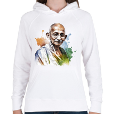 PRINTFASHION Mahatma Gandhi - Női kapucnis pulóver - Fehér női pulóver, kardigán