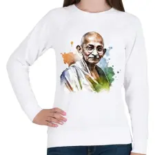 PRINTFASHION Mahatma Gandhi - Női pulóver - Fehér női pulóver, kardigán
