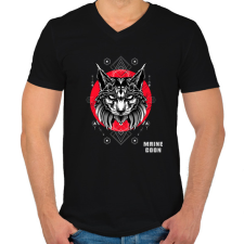 PRINTFASHION Maine Coon - Férfi V-nyakú póló - Fekete férfi póló