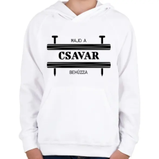PRINTFASHION Majd a csavar behúzza - Gyerek kapucnis pulóver - Fehér