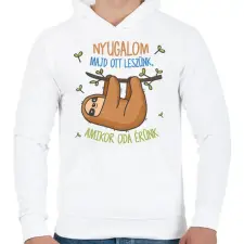 PRINTFASHION Majd ott leszünk - Férfi kapucnis pulóver - Fehér férfi pulóver, kardigán