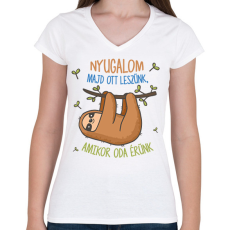 PRINTFASHION Majd ott leszünk - Női V-nyakú póló - Fehér