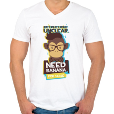 PRINTFASHION Majom - banánt akar - Férfi V-nyakú póló - Fehér