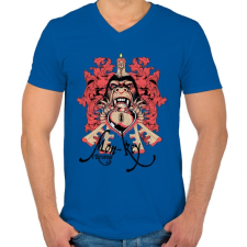 PRINTFASHION Majom bosszú - Férfi V-nyakú póló - Királykék férfi póló