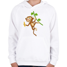 PRINTFASHION majom - Gyerek kapucnis pulóver - Fehér gyerek pulóver, kardigán