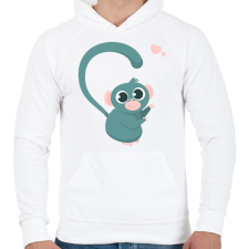 PRINTFASHION Majom szív - férfi - Férfi kapucnis pulóver - Fehér férfi pulóver, kardigán