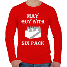 PRINTFASHION Májusban született kockás hasú 2 - Férfi hosszú ujjú póló - Piros