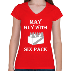 PRINTFASHION Májusban született kockás hasú 2 - Női V-nyakú póló - Piros