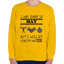 PRINTFASHION Májusban születtem de minden hónapban egészségesen élek - Gyerek pulóver - Sárga gyerek pulóver, kardigán