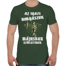 PRINTFASHION Májusi horgász - Férfi póló - Katonazöld férfi póló