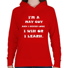 PRINTFASHION Májusi vagyok és nem veszítek hanem tanulok - Női kapucnis pulóver - Piros