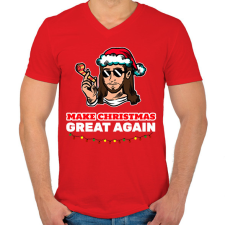 PRINTFASHION MAKE CHRISTMAS GREAT AGAIN 3 - Férfi V-nyakú póló - Piros férfi póló