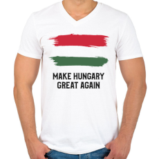 PRINTFASHION MAKE HUNGARY - Férfi V-nyakú póló - Fehér