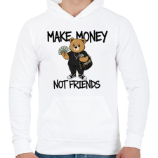 PRINTFASHION Make money not friends - Férfi kapucnis pulóver - Fehér férfi pulóver, kardigán