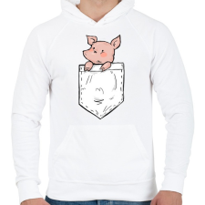 PRINTFASHION Malac zsebben - Férfi kapucnis pulóver - Fehér férfi pulóver, kardigán