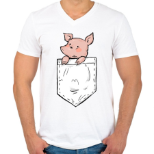 PRINTFASHION Malac zsebben - Férfi V-nyakú póló - Fehér férfi póló