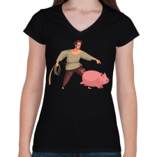 PRINTFASHION Malacfogó - Női V-nyakú póló - Fekete női póló