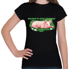 PRINTFASHION malacka szöveggel - Női póló - Fekete