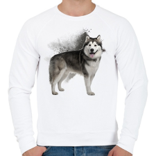 PRINTFASHION Malamut - Férfi pulóver - Fehér férfi pulóver, kardigán