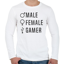 PRINTFASHION Male-Female-Gamer - Férfi hosszú ujjú póló - Fehér férfi póló
